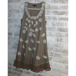 Ryu Botique Dress sz M Sheer Rhinestone Lace Polka Dots Sleeveless